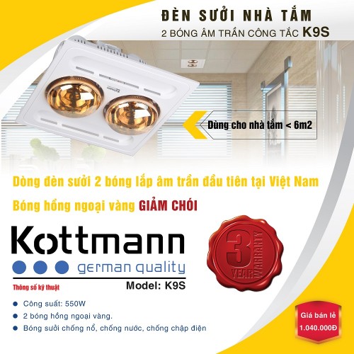 Đèn sưởi 2 bóng âm trần – K9S Đèn sưởi 2 bóng âm trần – K9S